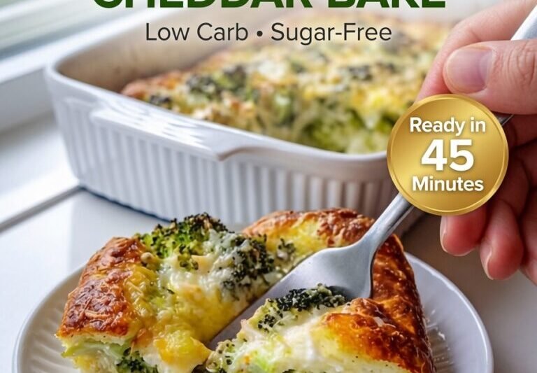 High-Protein Keto Creamy Broccoli Cheddar Bake