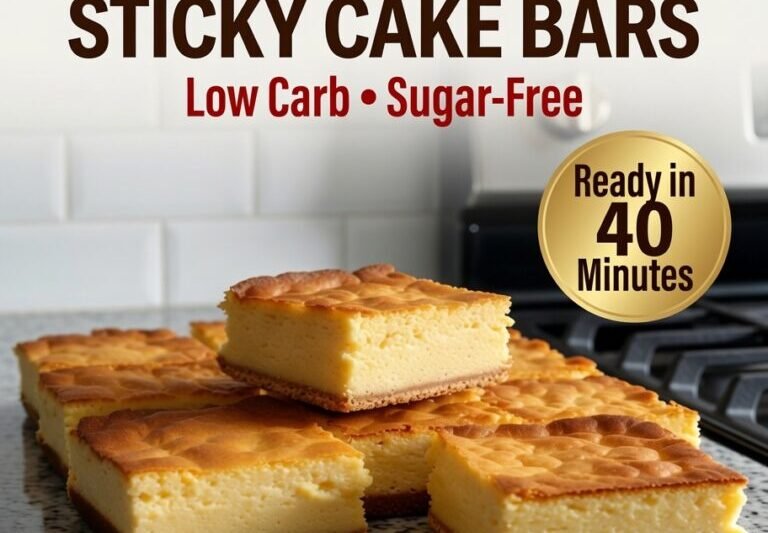High-Protein Keto Cream Cheese Sticky Cake Bars