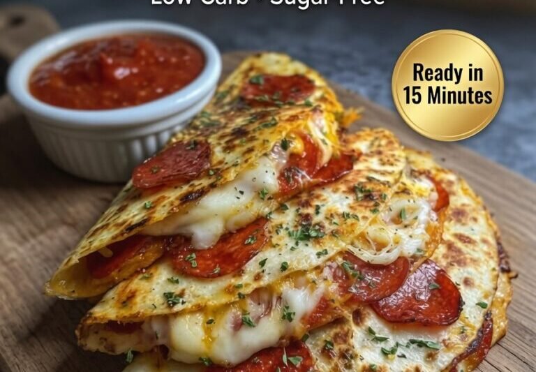 High-Protein Keto Pepperoni Pizza Quesadillas