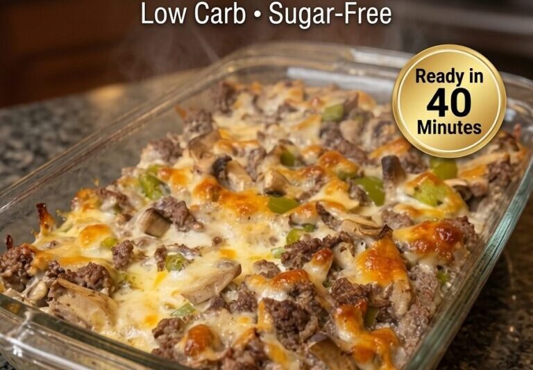 High-Protein Philly Cheesesteak Casserole