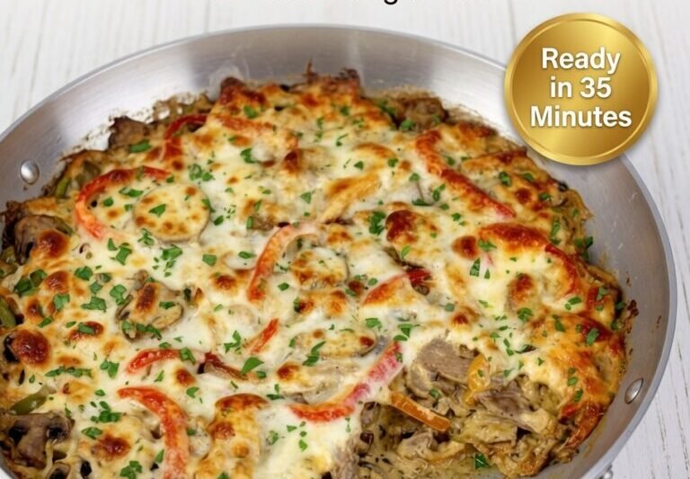 High-Protein Cheesesteak Casserole