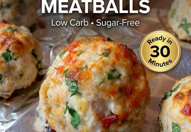 High-Protein Chicken Parm Meatballs