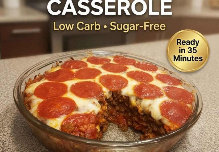 High-Protein Pepperoni Pizza Casserole