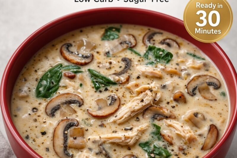High-Protein Rotisserie Chicken Mushroom Soup