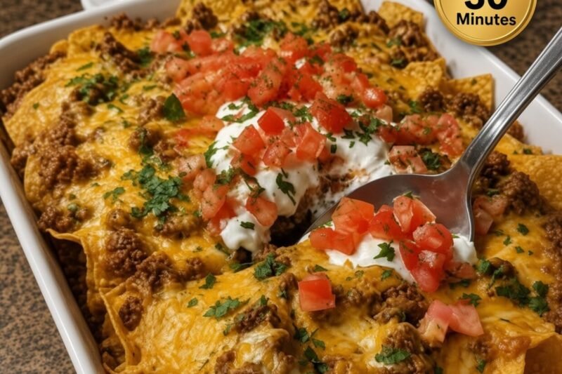 High-Protein Cheesy Nacho Casserole