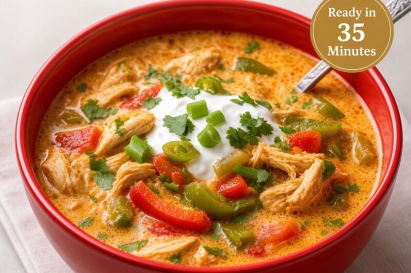 High-Protein Creamy Chicken Fajita Soup