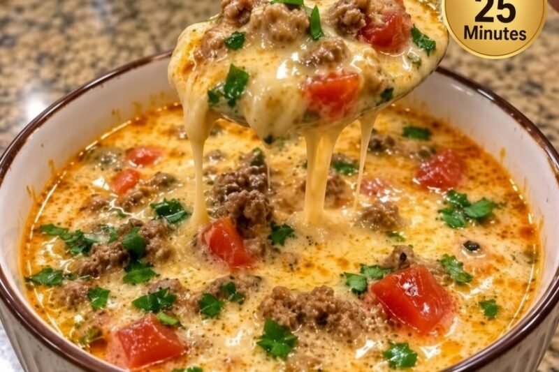 High-Protein Creamy Cheeseburger Soup