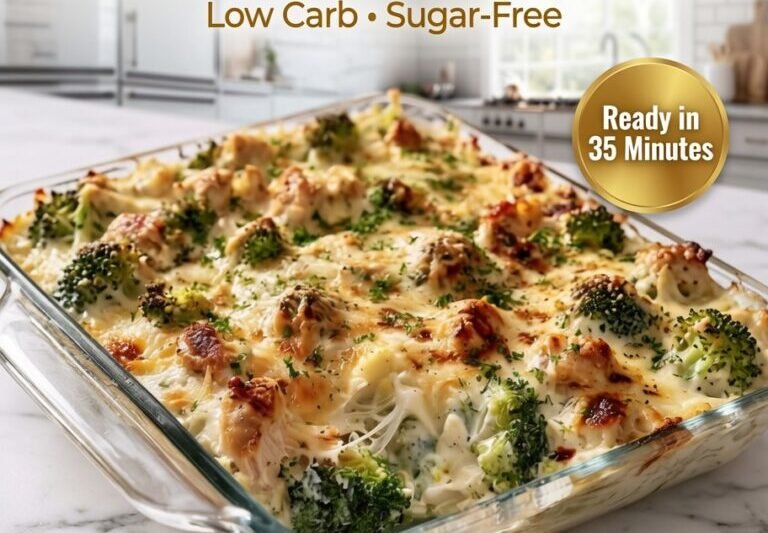 High-Protein Chicken Broccoli Cheese Casserole