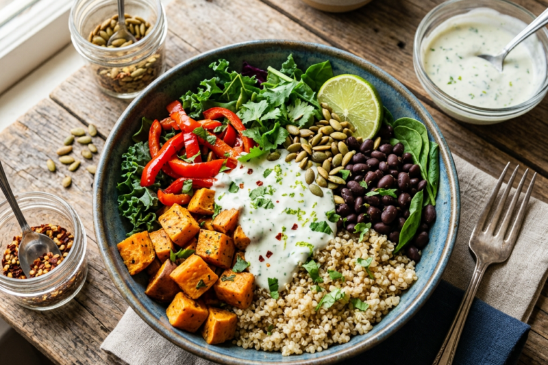 Roasted Veggie Black Bean Bowl