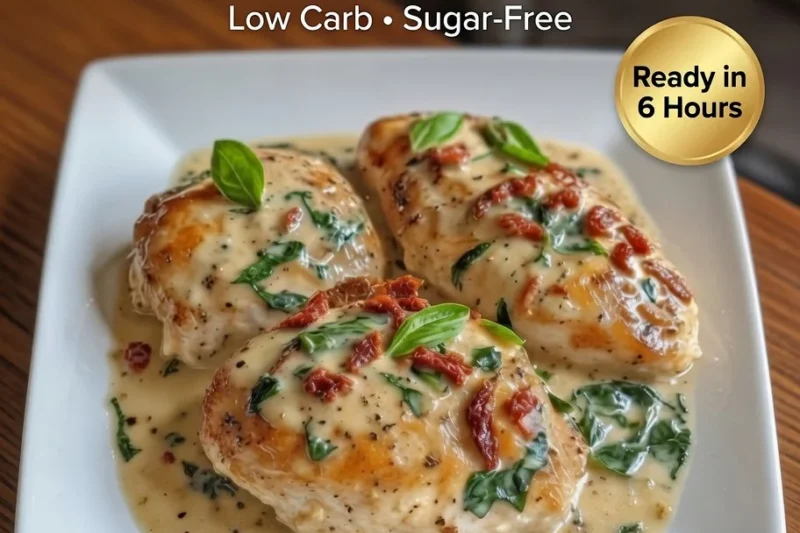 Low Carb Crockpot Tuscan Chicken