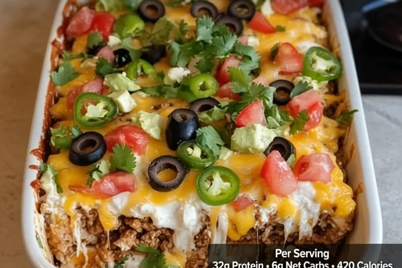 High-Protein Keto Taco Casserole