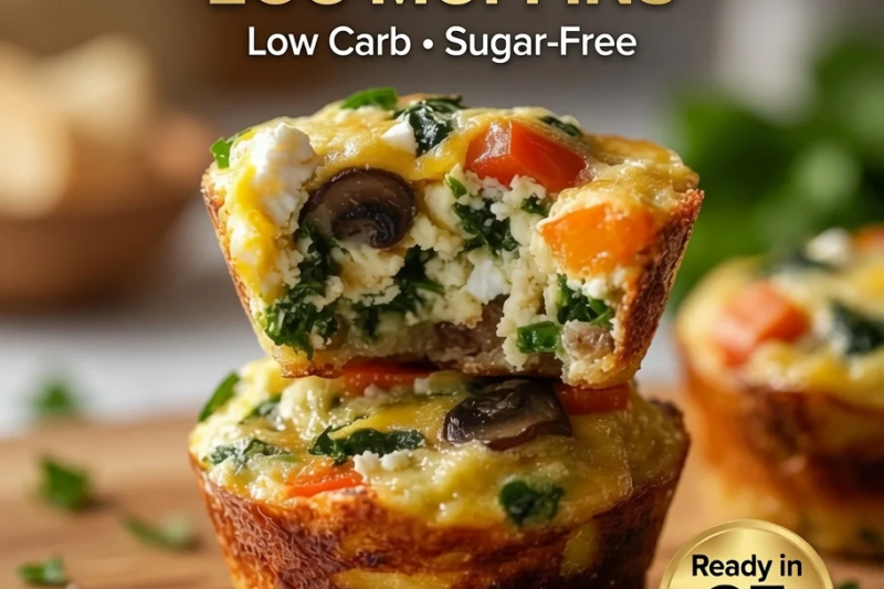 High-Protein Spinach Mushroom Egg Muffins