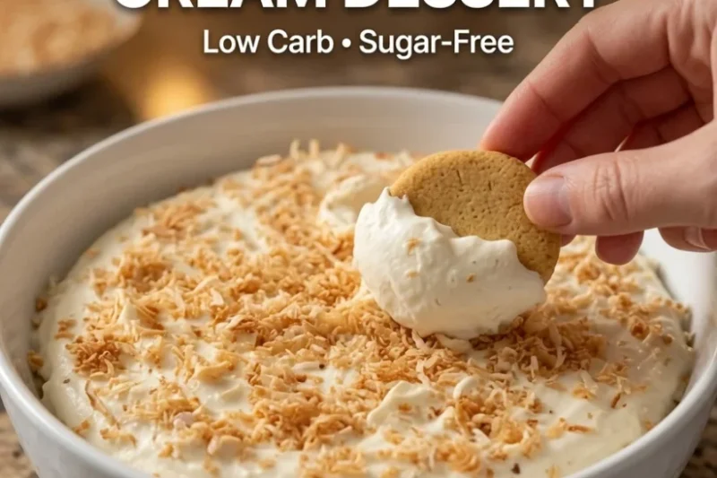 High-Protein Keto Toasted Coconut Cream Dessert