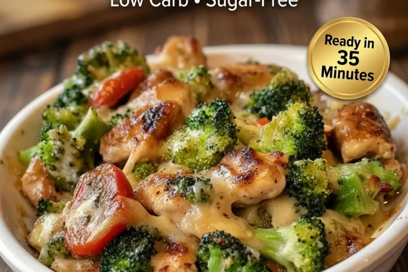 High-Protein Cheesy Chicken Broccoli Casserole
