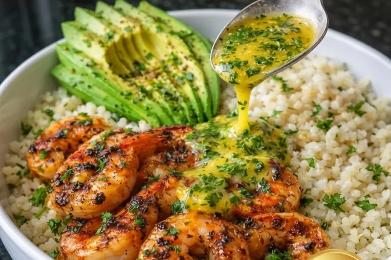 Garlic Lemon Butter Shrimp with Cauliflower Rice