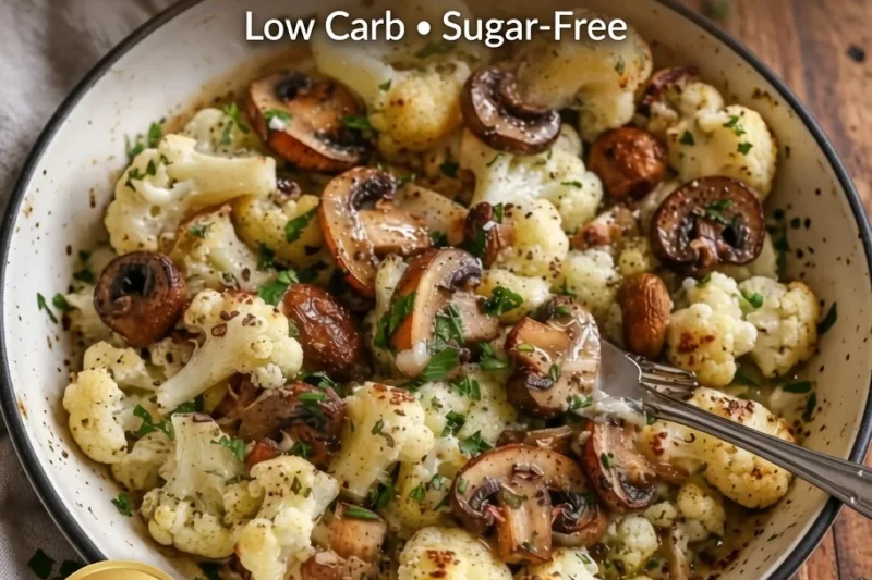 High-Protein Keto Garlic Butter Cauliflower & Mushrooms