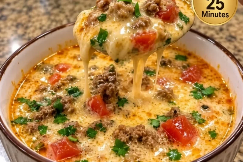 High-Protein Creamy Cheeseburger Soup