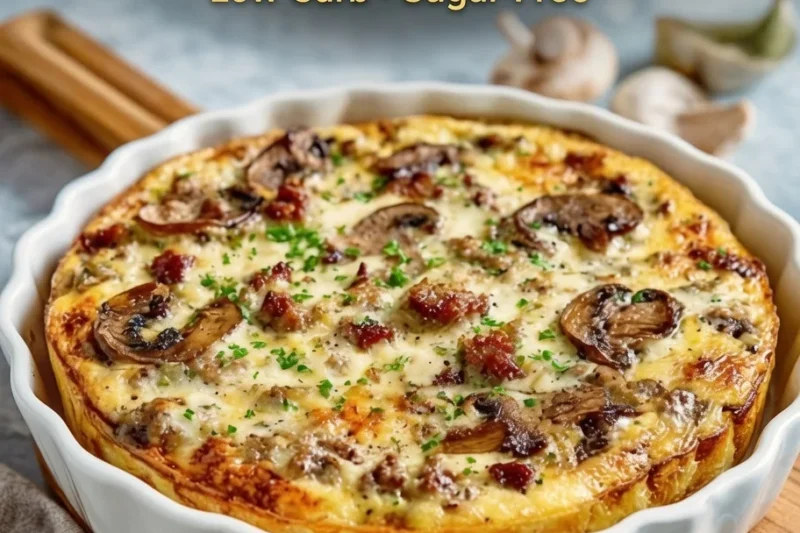 High-Protein Keto Bacon Mushroom Quiche