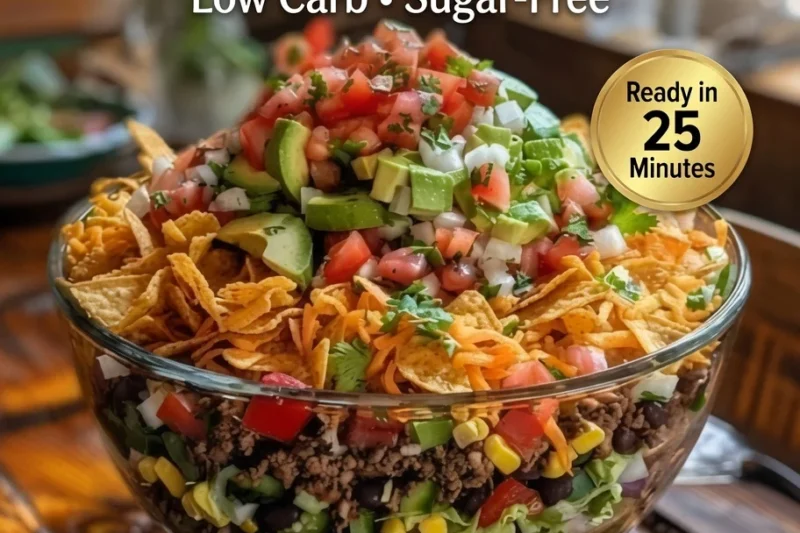 High-Protein Keto 7 Layer Taco Salad