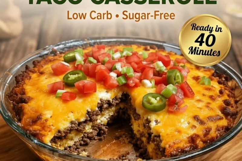 High-Protein Keto Breakfast Taco Casserole
